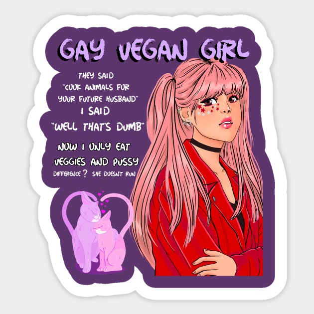 Lesbian Vegan Punk Hipster Girl Sticker by WovenKindness